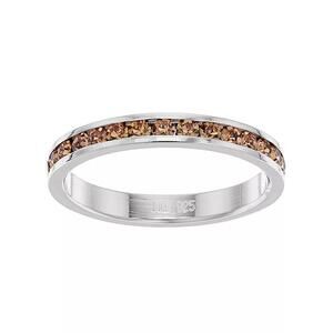 Swarovski Crystal Birthstone Eternity Ring in Sterling Silver - Size 10